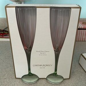 Floral Flute Glasses set of 2
